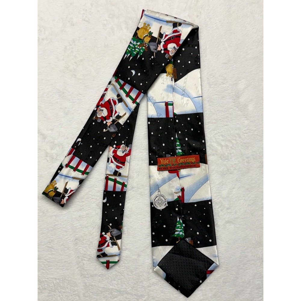 Yule Tie Greetings Santa With Brief Case & Cell Phone Silk Tie by Hallmark - Picture 7 of 8